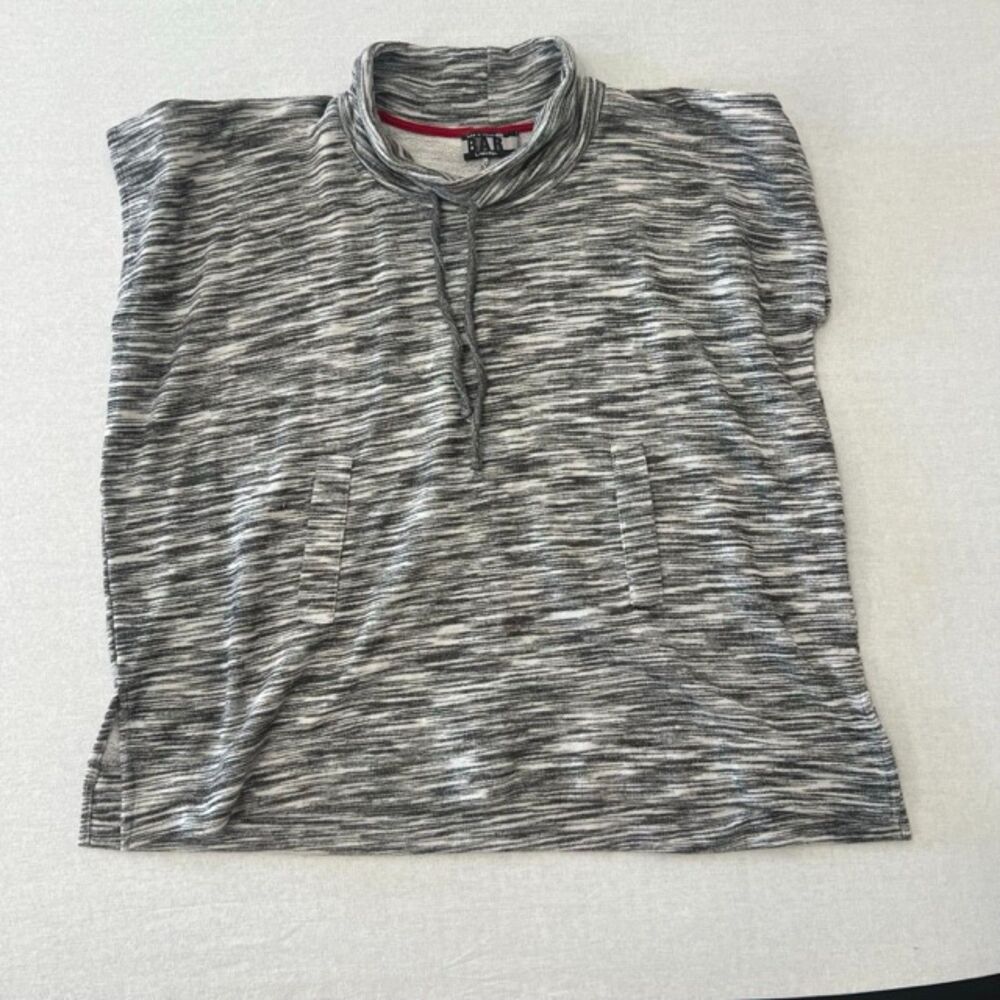 BAR by Melis Kozan Womens Gray Space Dye Cowl Neck Pocket Tunic Pullover Turkey